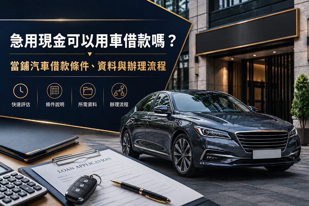 急用現金可以用車借款嗎？當鋪汽車借款條件、資料與辦理流程