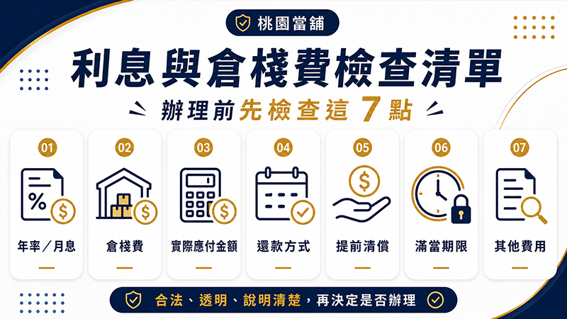 桃園當鋪利息倉棧費與還款方式檢查清單