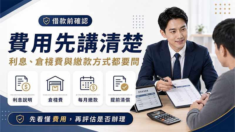 當鋪借款前確認費用項目利息倉棧費與還款方式